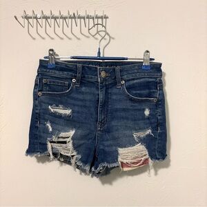 American Eagle Festival Ripped Blue Jean American Flag Shorts
